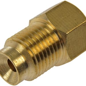 Dorman Adapter Fitting, Autograde ™, 3/8-24 Inch Male Fine Thread to 7/16-24 Inch Female Extra Fine Thread, Natural, Gold, Brass, Single – 785-432