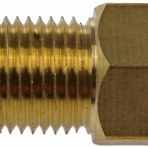 Dorman Adapter Fitting, Autograde ™, 3/8-24 Inch Male Fine Thread to 7/16-24 Inch Female Extra Fine Thread, Natural, Gold, Brass, Single – 785-432