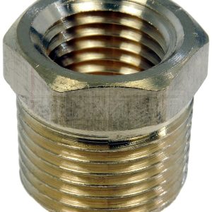 Dorman Tube End Fitting Nut, OE Solutions ™, 3/8 Inch Mnpt X 1/4 Inch Fnpt End Size, 0.71 Inch Length, Brass, Single, Clamshell Package – 785-440D