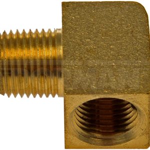 Dorman Adapter Fitting, Autograde ™, 90 Degree 1/8 Inch Female NPT to 1/8 Inch Male NPT, Natural, Gold, Brass, Single – 787-044