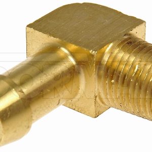 Dorman Fuel Line Fitting, OE Solutions ™, 1/8 Inch Mnpt Thread Size, Barbed End, 90 Degree Fitting Angle, 0.9 Inch Length, Brass – 787-046D