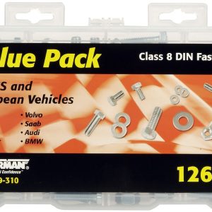 Dorman Fastener Assortment, Autograde ™, Class 8, 126 Piece Set Containing Cap Screws/ Flat Washers/ Hex Nuts – 799-310