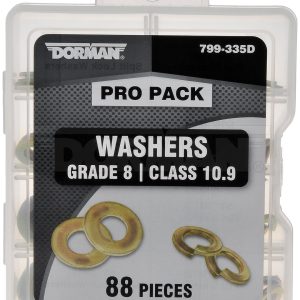 Dorman Washer, OE Solutions ™, Grade 8/ Class 10.9 Washers, With 12 Each M6/ M8 and 10 Each M10/ M12 Flat and Split Lock Washers – 799-335D