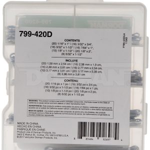 Dorman Cotter Pin Assortment, OE Solutions ™, Steel, With 106 Pins – 799-420D