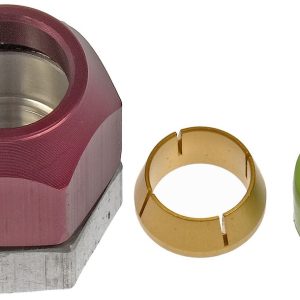 Dorman Fitting Plug/ Fitting Cap, OE Solutions ™, 5/8 Inch Compression Block Off Cap, Anodized, Red Cap/ Gold Ferrule/ Green Seal, Aluminum – 800-995