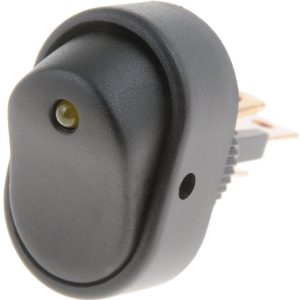 Dorman Multi Purpose Switch, Conduct-Tite®, On-Off, 12 Volt, 30 Amp Max, Rocker, Oval, Illuminated, Black with Amber LED, Without Safety Cover – 84842