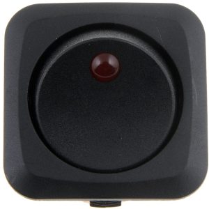 Dorman Multi Purpose Switch, Conduct-Tite ®, 12 Volt, 25 Amp Max, Rocker, Round, Illuminated, Black with Red LED, Without Safety Cover – 84880