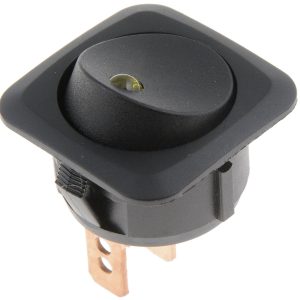 Dorman Multi Purpose Switch, Conduct-Tite ®, 12 Volt, 25 Amp Max, Rocker, Round, Illuminated, Black with Amber LED, Without Safety Cover – 84882