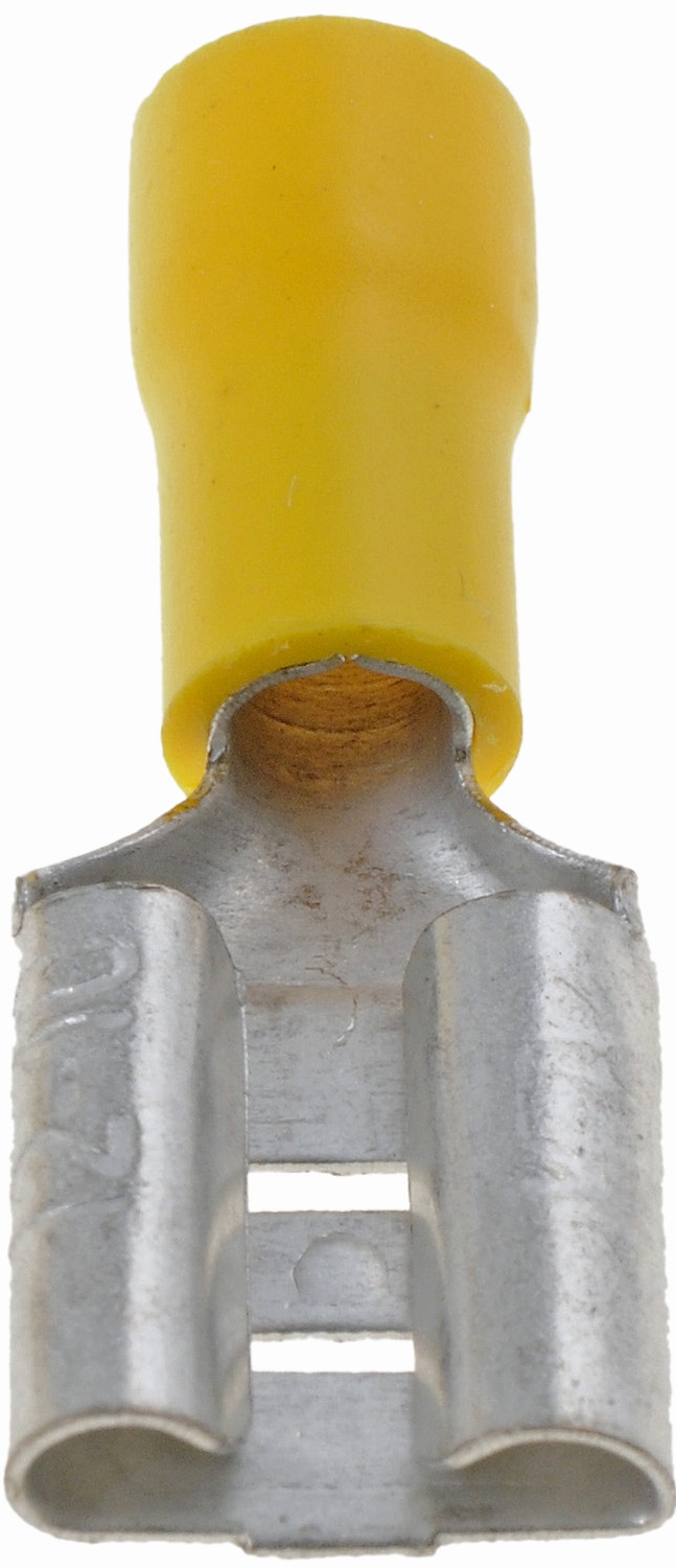 Dorman Wire Terminal End, Conduct-Tite ®, 0.375 Inch Female Disconnect, 12-10 Gauge Wire, Yellow, Pack of 7 – 85447