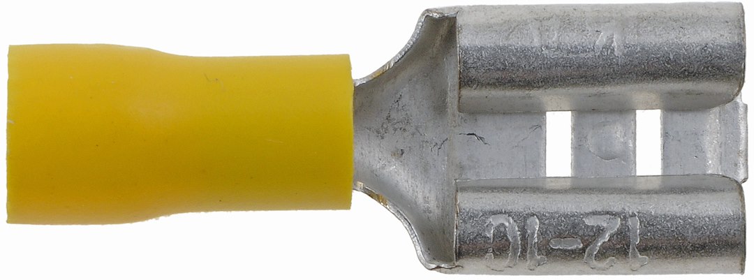 Dorman Wire Terminal End, Conduct-Tite ®, 0.375 Inch Female Disconnect, 12-10 Gauge Wire, Yellow, Pack of 7 – 85447