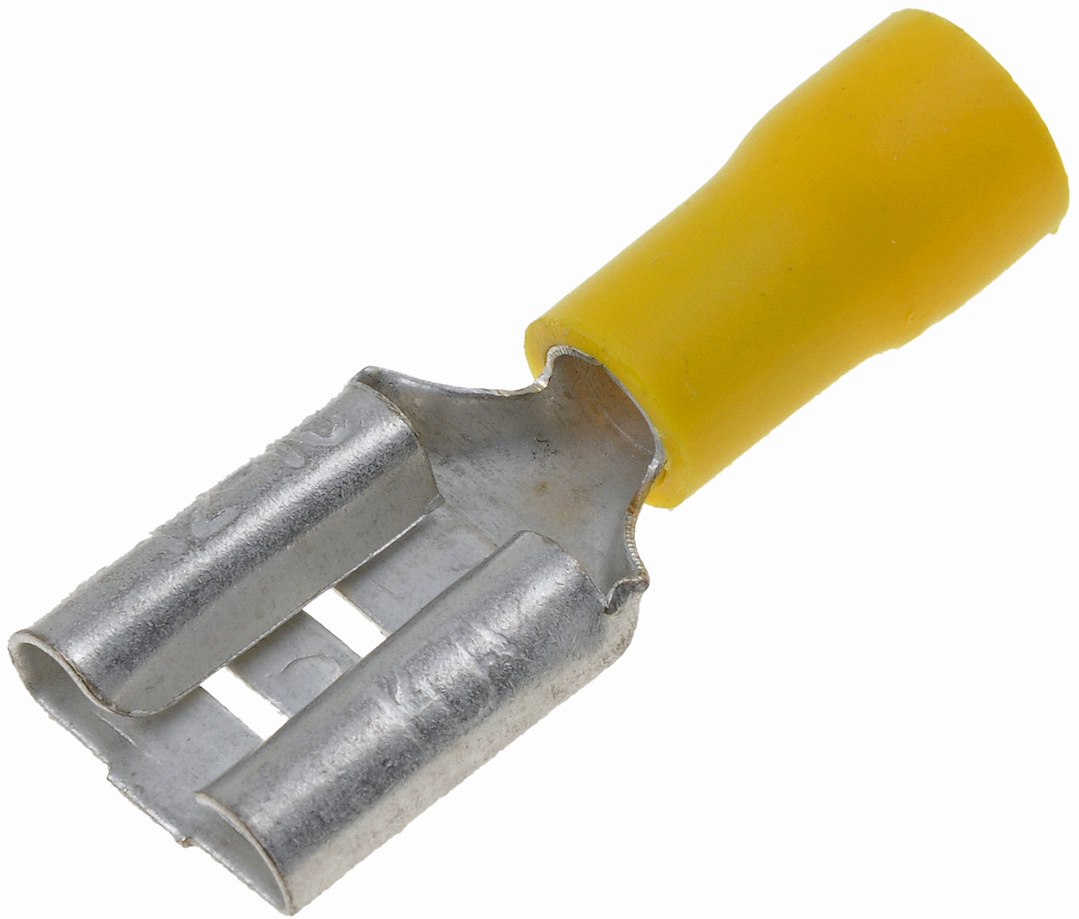 Dorman Wire Terminal End, Conduct-Tite ®, 0.375 Inch Female Disconnect, 12-10 Gauge Wire, Yellow, Pack of 7 – 85447