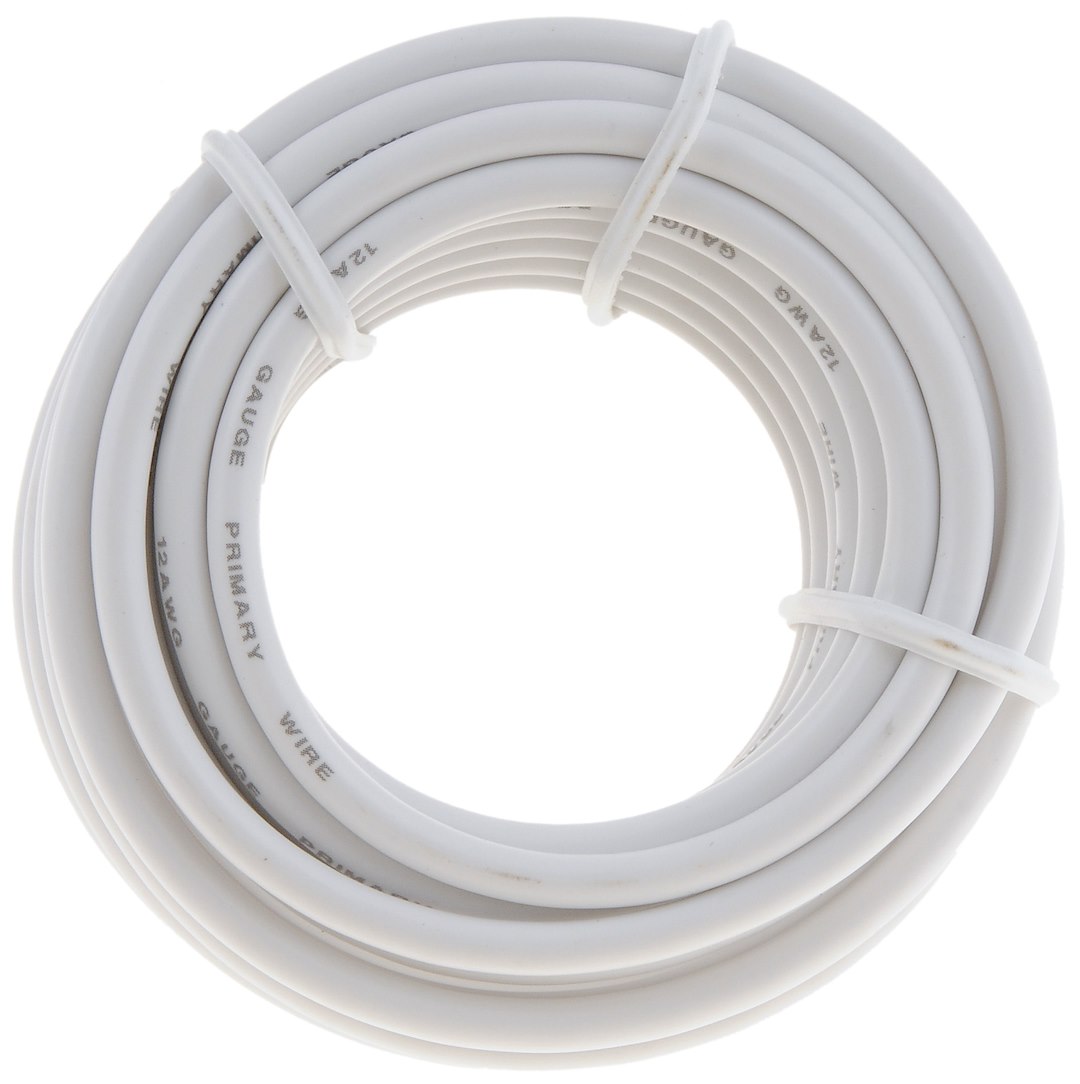 Dorman Primary Wire, Conduct-Tite ®, Stranded Conductor, 12 Gauge, White, 12 Feet Length, Copper Conductor/ PVC Insulation – 85711