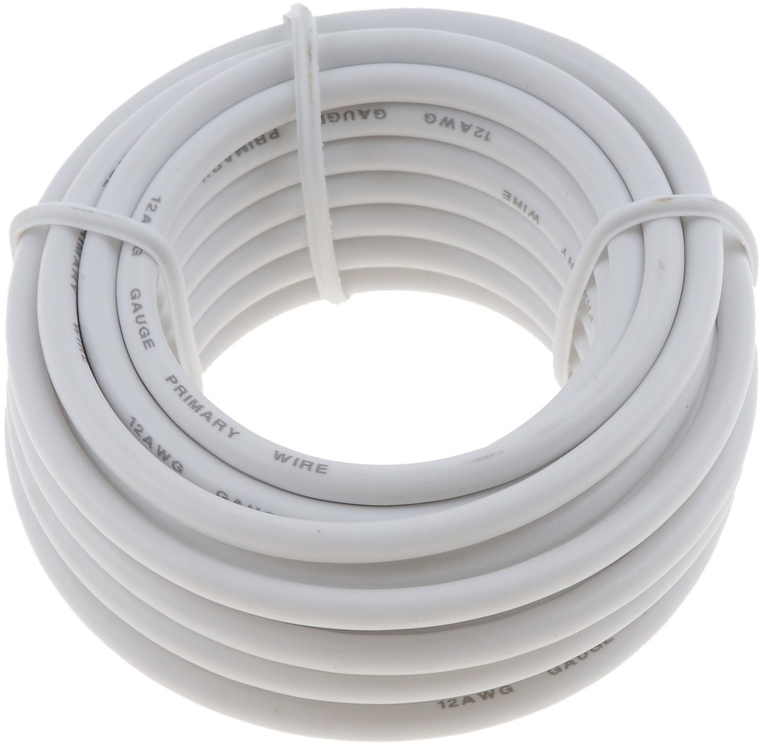 Dorman Primary Wire, Conduct-Tite ®, Stranded Conductor, 12 Gauge, White, 12 Feet Length, Copper Conductor/ PVC Insulation – 85711