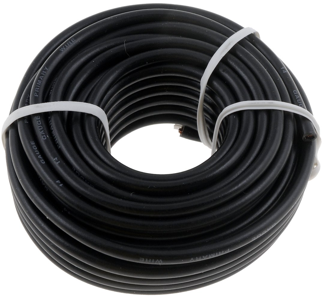 Dorman Primary Wire, Conduct-Tite ®, Stranded Conductor, 14 Gauge, Black, 20 Feet Length, Copper Conductor/ PVC Insulation – 85718