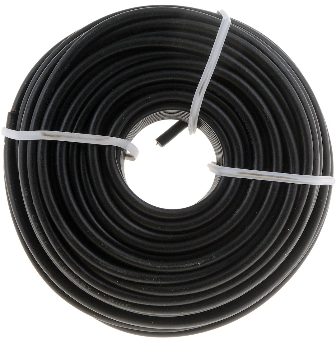 Dorman Primary Wire, Conduct-Tite ®, Stranded Conductor, 18 Gauge, Black, 40 Feet Length, Copper Conductor/ PVC Insulation – 85734