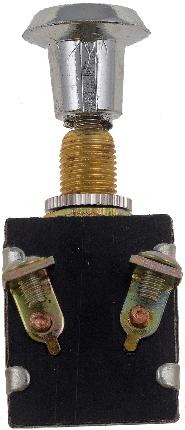 Dorman Multi Purpose Switch, Conduct-Tite ®, 12 Volt, 20 Amp Max, Push-On/ Pull-Off Switch, Round, Non-Lighted, Silver, Without Safety Cover – 85955