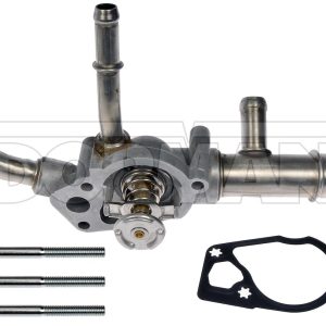 Dorman Thermostat Housing, OE Solutions ™, 10 Degree Neck, Natural, Metal, With Gasket/ Thermostat/ 3 Bolts – 902-693