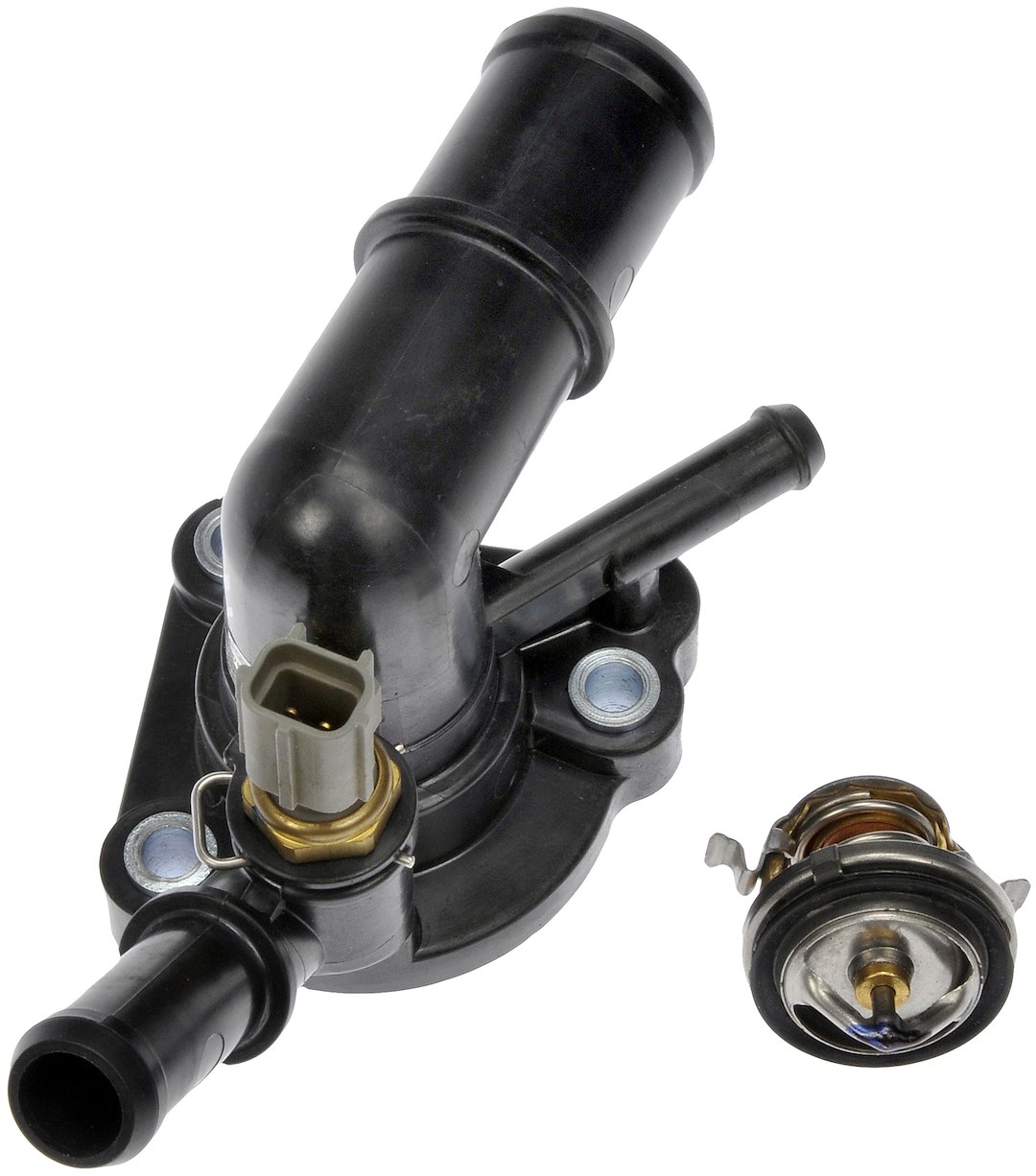 Dorman Thermostat Housing, OE Solutions ™, 90 Degree Neck, Black, Plastic, With Gasket/ Thermostat/ Sensor – 902-784
