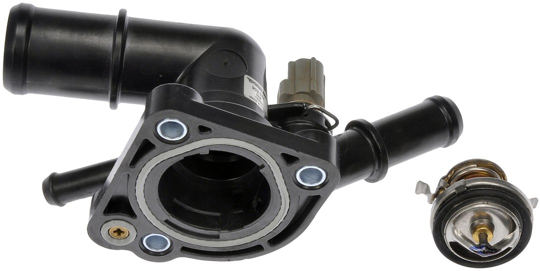 Dorman Thermostat Housing, OE Solutions ™, 90 Degree Neck, Black, Plastic, With Gasket/ Thermostat/ Sensor – 902-784