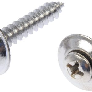 Dorman Screw, Autograde™, Trim Panel, #10 X 3/4 Inch Length/ #10 X 1 Inch Length, Sems Head, Steel, Chrome, Pack of 5 – 961-230