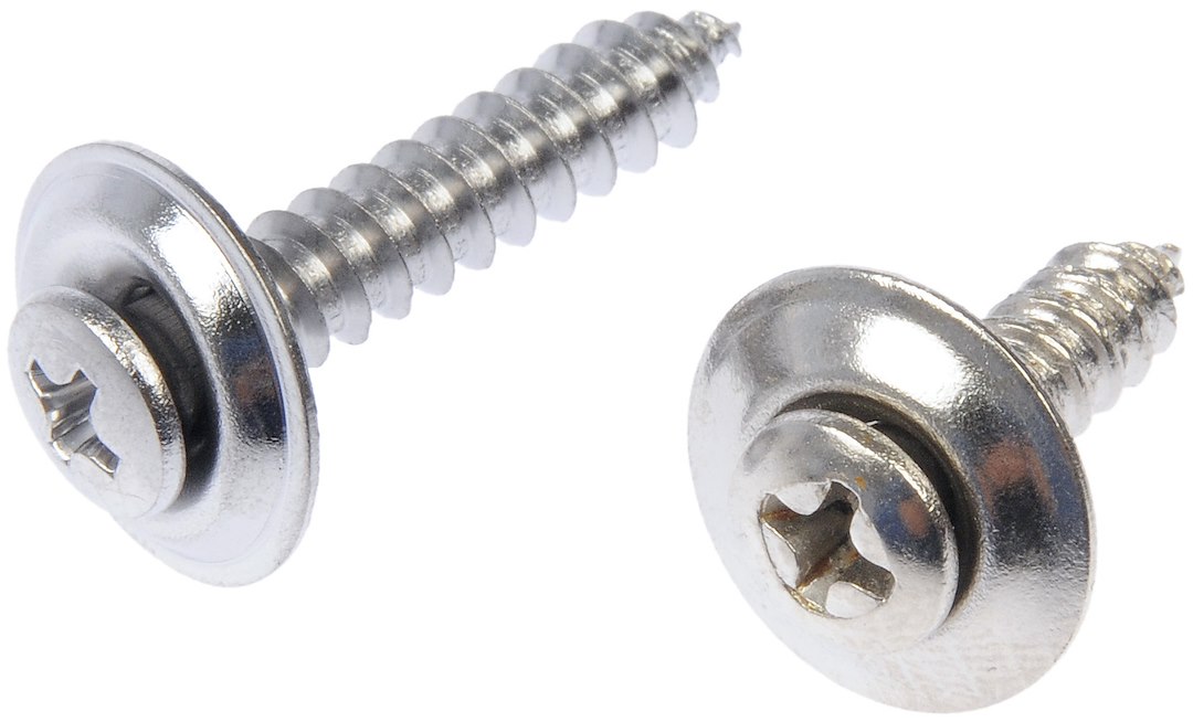 Dorman Screw, Autograde™, Trim Panel, #10 X 3/4 Inch Length/ #10 X 1 Inch Length, Sems Head, Steel, Chrome, Pack of 5 – 961-230