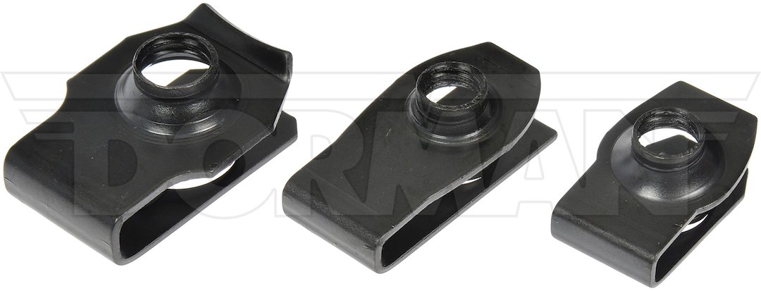 Dorman Clip Nut, OE Solutions ™, U Type, 5/16 Inch -18 and 3/8 Inch-16 Right Hand Thread, 1.33 and 0.98 Inch Length, Black, Steel – 961-325D