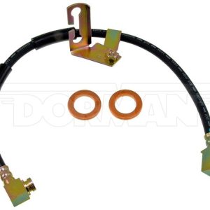 Dorman Brake Line, First Stop ™, 22.63 Inch Length, Black, Rubber Outer Sleeve, Flexible Hose, DOT Approved, With Gasket – H380071