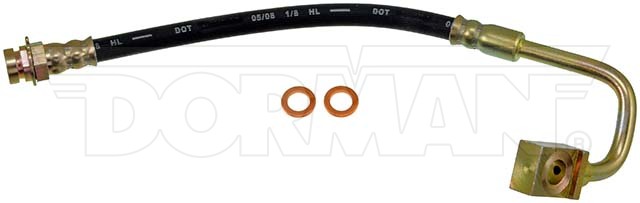Dorman Brake Line, First Stop ™, 10.38 Inch Length, Black, Rubber Outer Sleeve, Flexible Hose, DOT Approved, With Gasket – H38264