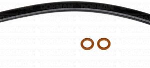 Dorman Brake Line, First Stop ™, 12.38 Inch Length, Black, Rubber Outer Sleeve, Flexible Hose, DOT Approved, With Gasket – H38614