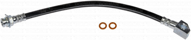 Dorman Brake Line, First Stop ™, 12.38 Inch Length, Black, Rubber Outer Sleeve, Flexible Hose, DOT Approved, With Gasket – H38614