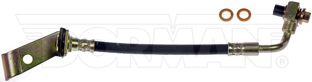 Dorman Brake Line, First Stop ™, 9-1/4 Inch Length, Black, Rubber Outer Sleeve, Flexible Hose, DOT Approved, With Gasket – H620454