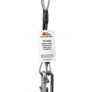 Demco Trailer Safety Cable, 7000 Pound Rated, 12 Inch Extension, Vinyl Coated Steel, Straight, With Hook and Eye, Set of 2 – 9523064