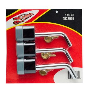 Demco Trailer Hitch Pin, Bent Pin, Use with Class III/ IV Receivers, Locking, With Dust Cap, With One 5/8 Inch Pin and Two 1/2 Inch Pins – 9523068