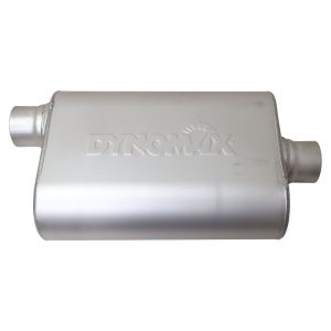 Dynomax Exhaust Muffler, Ultra Flo ™ Welded, 9-3/4 Inch Length X 4-1/2 Inch Width Stainless Steel Case, 2-1/2 Inch Single Offset Inlet – 17219