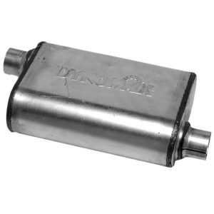 Dynomax Exhaust Muffler, Ultra Flo ™ Welded, 9-3/4 Inch Length X 4-1/2 Inch Width Stainless Steel Case, 2 21/4 Inch Offset Inlet – 17222