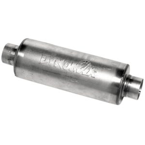 Dynomax Exhaust Muffler, Ultra Flo ™ Welded, 6 Inch Diameter Round Stainless Steel Case, 3-1/2 Inch Single Center Inlet – 17224
