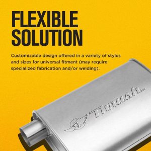 Dynomax Exhaust Muffler, Hush Thrush, 9-3/4 Inch Length X 4-1/4 Inch Aluminized Steel Case, 2-1/4 Inch Offset Inlet, 2-1/4 Inch Center Outlet – 17631