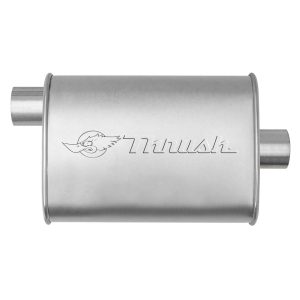 Dynomax Exhaust Muffler, Hush Thrush, 9-3/4 Inch Length X 4-1/4 Inch Aluminized Steel Case, 2-1/2 Inch Offset Inlet, 2-1/2 Inch Center Outlet – 17633