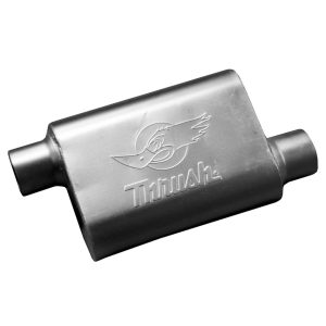 Dynomax Exhaust Muffler, Thrush Welded, 9-1/2 Inch Length X 4 Inch Aluminized Steel Case, 3 Inch Offset Inlet, 3 Inch Offset Outlet – 17660