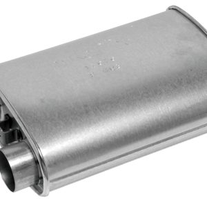 Dynomax Exhaust Muffler, Super Turbo, 9-3/4 Inch Length X 4-1/4 Inch Width Aluminized Steel Case, 2-1/2 Inch Dual Inlet – 17676