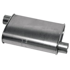 Dynomax Exhaust Muffler, Thrush Turbo, 9-3/4 Inch Length X 4-1/4 Inch Width Aluminized Steel Case, 2-1/2 Inch Offset Inlet – 17696