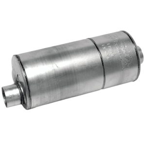 Dynomax Exhaust Muffler, Super Turbo, 8-3/8 Inch Diameter Aluminized Steel Case, 3 Inch Offset Inlet, 3 Inch Offset Outlet – 17698