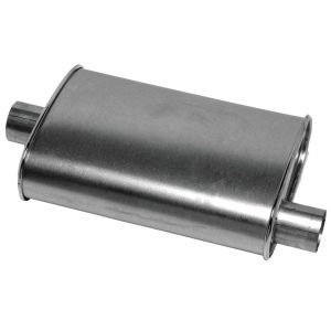 Dynomax Exhaust Muffler, Thrush Turbo, 9-3/4 Inch Width X 4-1/4 Inch Height Oval Aluminized Steel Case, Single 2 Inch Offset Inlet – 17711