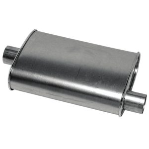 Dynomax Exhaust Muffler, Thrush Turbo, 7-3/4 Inch Length X 3-1/4 Inch Width Aluminized Steel Case, 2-1/4 Inch Offset Inlet – 17713