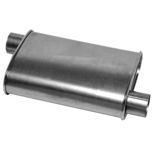 Dynomax Exhaust Muffler, Thrush Turbo, 7-3/4 Inch Length X 3-1/4 Inch Width Aluminized Steel Case, 2-1/4 Inch Offset Inlet – 17714