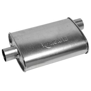 Dynomax Exhaust Muffler, Super Turbo, 9-3/4 Inch Length X 4-1/4 Inch Width Aluminized Steel Case, 2 Inch Offset Inlet, 2 Inch Center Outlet – 17730