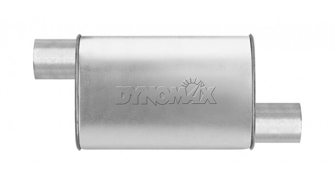 Dynomax Exhaust Muffler, Super Turbo, 9-3/4 Inch Length X 4-1/4 Inch Width Aluminized Steel Case, 3 Inch Offset Inlet, 3 Inch Offset Outlet – 17743