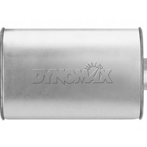 Dynomax Exhaust Muffler, Super Turbo, 9-3/4 Inch Length X 4-1/4 Inch Width Aluminized Steel Case, 3 Inch Offset Inlet, 3 Inch Center Outlet – 17744