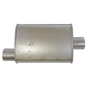 Dynomax Exhaust Muffler, Super Turbo, 9-3/4 Inch Length X 4-1/4 Inch Width Aluminized Steel Case, 3 Inch Offset Inlet, 3 Inch Center Outlet – 17744