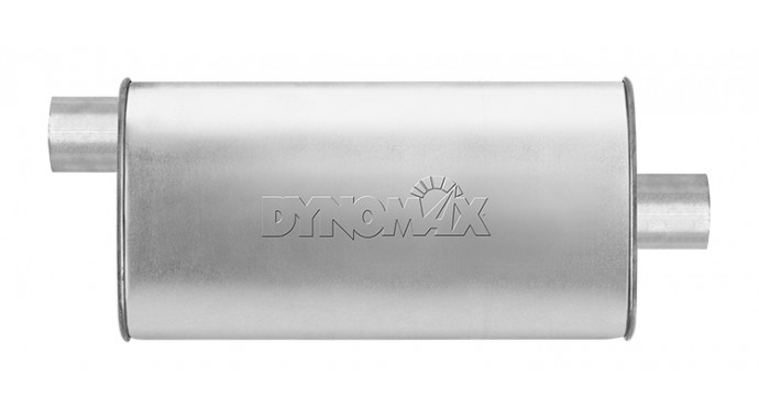 Dynomax Exhaust Muffler, Super Turbo, 9-3/4 Inch Length X 4-1/4 Inch Width Aluminized Steel Case, 2-1/2 Inch Offset Inlet – 17748